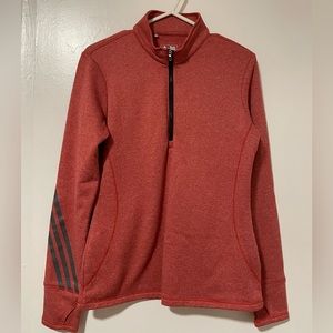 Adidas Red Zip Neck Fleece Pullover Sz S